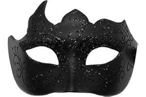 Abkolul Masquerade Mask for Men Black, Halloween Venetian Adult Masquerade Masks, Mardi Gras Mask