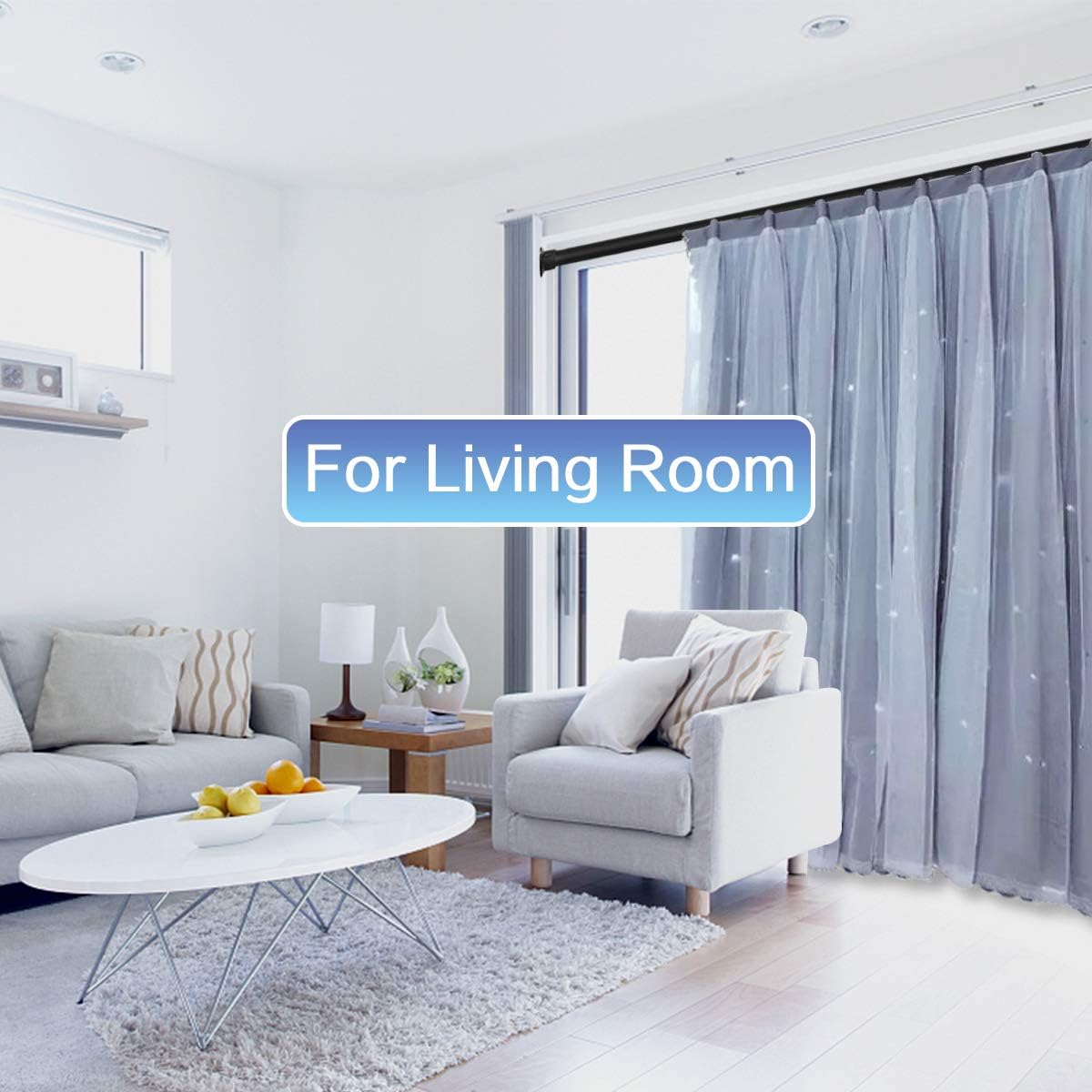 Moyeno Shower Curtain Rod Tension Rod Adjustable, No Drill Window Curtain Rod, Tension Curtain Rod Expandable Room Divider Blackout, Extra Long for Outdoor, Living Room - Black - 28-43 Inches: Home & Kitchen