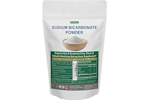 BIOWISDOM NUTRACEUTICALS Sodium Bicarbonate Powder for Organic Use, Grade 1 Aluminum Free Baking Soda, Natural No Chemicals, Pure Powder for Cooking, Bicarbonato De Sodio Para Tomar en Polvo, 1 lb