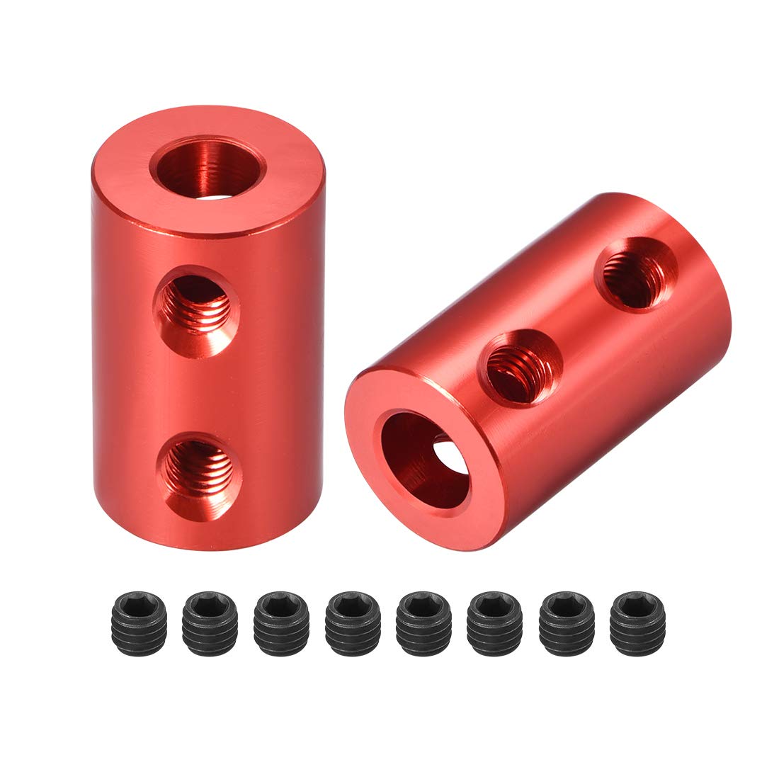 sourcing map 5mm to 6mm Bore Rigid Coupling Set Screw L20XD12 Aluminum Alloy,Shaft Coupler Connector for RC Airplane Boat, Motor Accessories,Red,2pcs