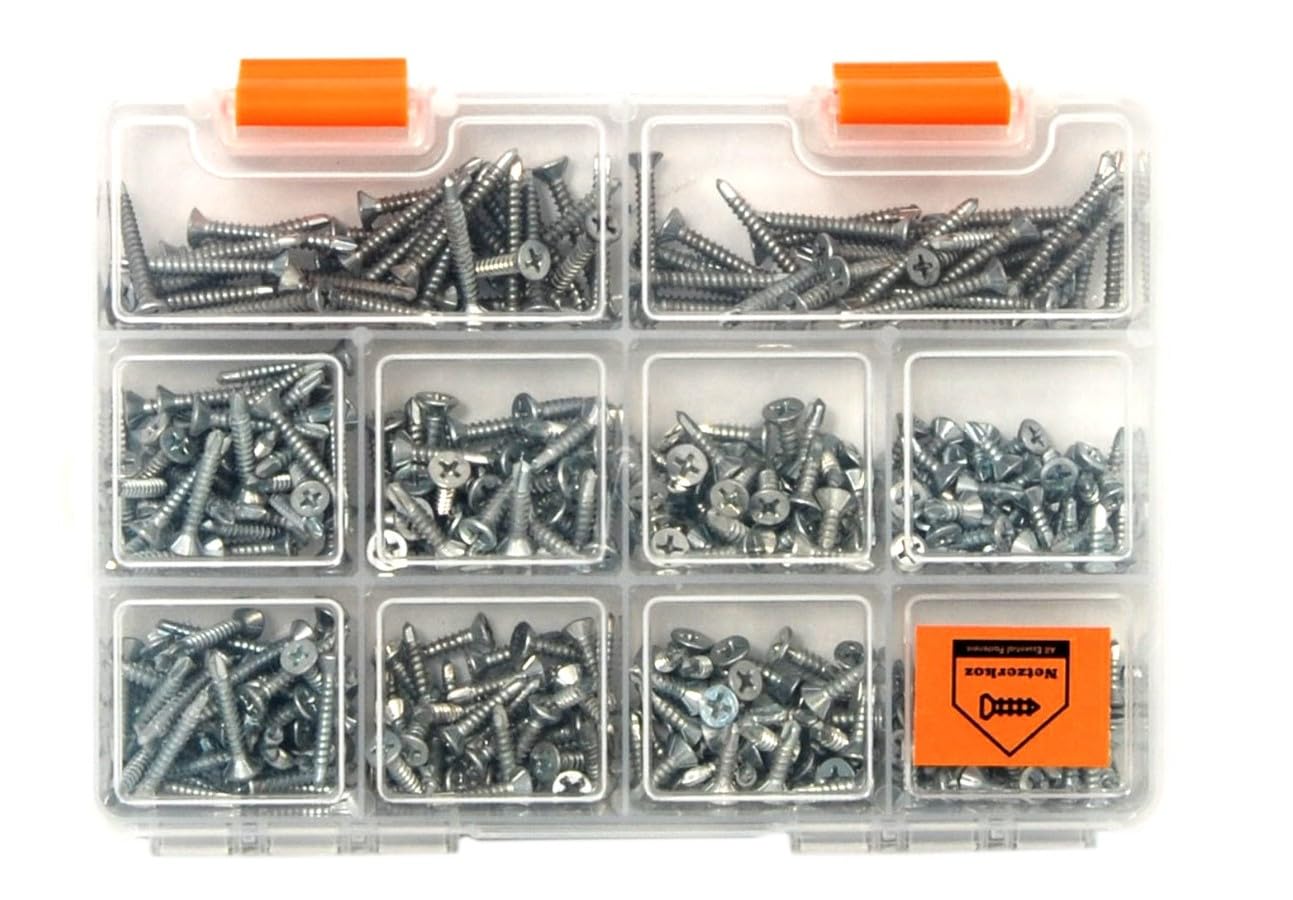Netzerkoz 420 Piece Self Tapping Screws Set - 10 Different Drilling Screws in Assortment Box
