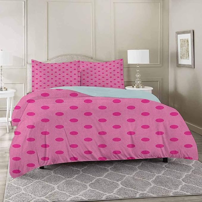 YUAZHOQI Hot Pink Duvet Cover 3 Piece Set Twin, Classical Simplistic