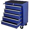 5 Drawer Rolling Tool Box,Blue Locking Tool Chest with Drawers,Tool Cabinets On Wheels for Garage Storage,Warehouse,Workshop,Repair Shop Mechanic Tool Cart