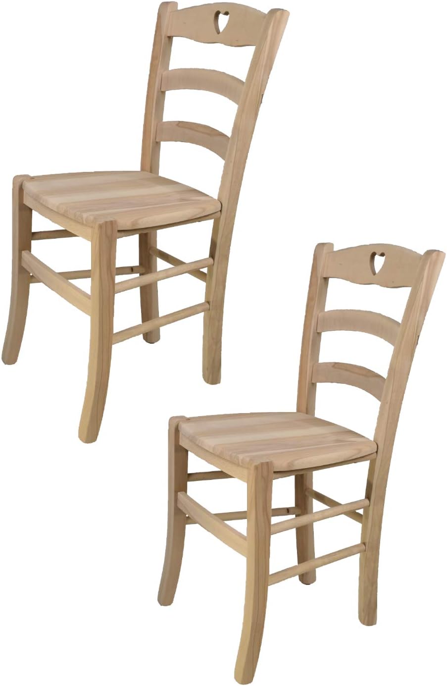 t m c sTommychairs - Set of 2 Chairs Cuore Suitable for Kitchen, bar and Dining Room, Strong Structure in Polished Beechwood, not Treated, 100% Natural and Wooden seat