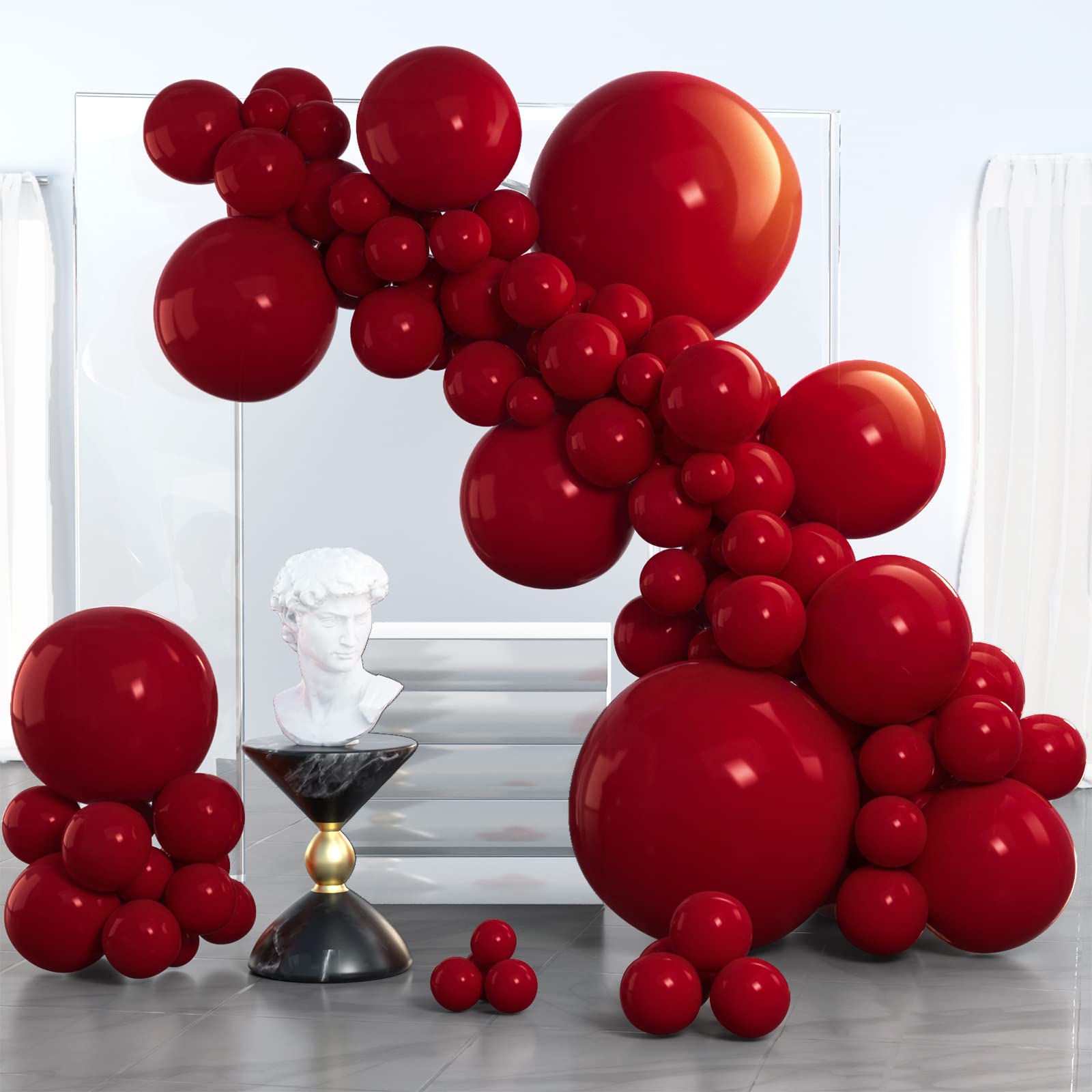 Photo 1 of PartyWoo Ruby Red Balloons, 100 pcs Dark Red Balloons Different Sizes Pack of 36 Inch 18 Inch 12 Inch 10 Inch 5 Inch Maroon Balloons for Balloon Garland or Balloon Arch as Party Decorations, Red-Y75