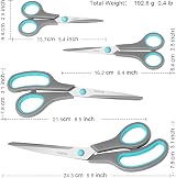 Asdirne 4pc Scissors Set Stainless Steel Blades Soft Grip Household Office view 3