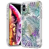 MOSNOVO Case for iPhone Xs/iPhone X, Tropical Palm Tree Leaves Clear Design Printed Transparent Plastic Hard Back Phone Case with Soft TPU Bumper Protective Cover for Apple iPhone X/iPhone Xs
