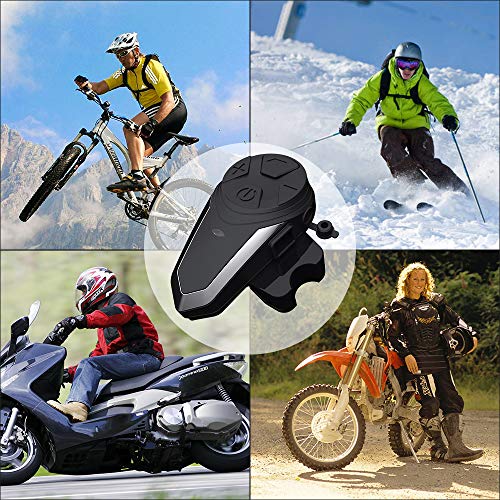 Motorcycle Bluetooth Headset with FM Radio, 1000m Helmet Bluetooth Communication Systems With Noise Cancellation Ski Helmet Headphones Bluetooth Intercom Walkie-Talkie for Snowmobile,Up to 3 Riders - Thumbnail 5