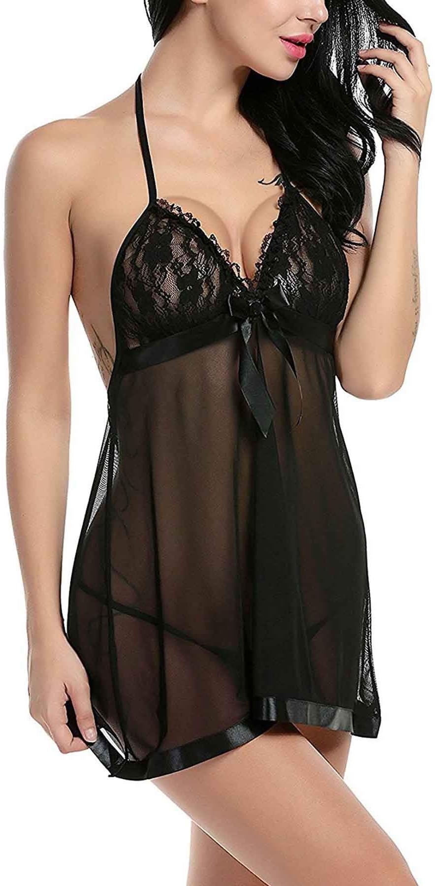 Tommy Vans Baby Doll Lingerie Sleepwear Dress for Women/Ladies/Girls Nightwear with G-String