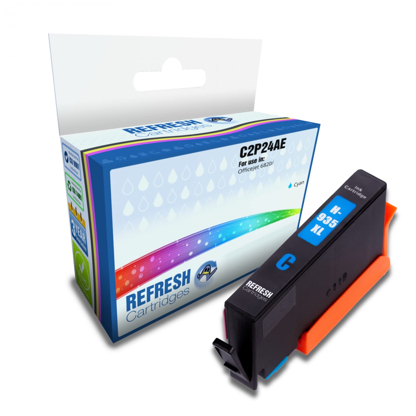 Refresh Cartridges Remanufactured Ink Cartridge Replacement for HP 935XL [C2P24AE] (Cyan)