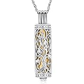 shajwo Cylinder Cremation Jewelry Tree of Life Urn Ashes Necklace for Women Men Vial Cremation Ash Pendant Loved One Memorial Jewelry