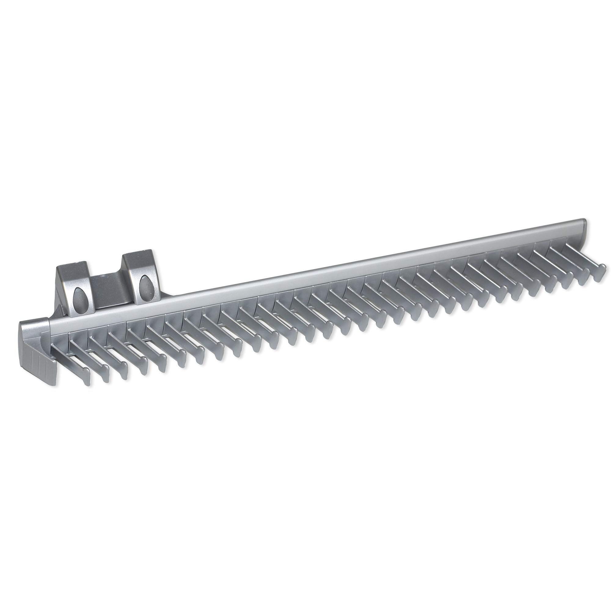 Emuca - Extractable lateral tie rack for wardrobe, Aluminium and plastic, Matte anodized