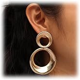 Gold Statement Earrings for Women Trendy 14k Gold Plated Chunky Earrings Large Teardrop Earrings Geometric Dengle Drop Earrings Fashion Jewelry