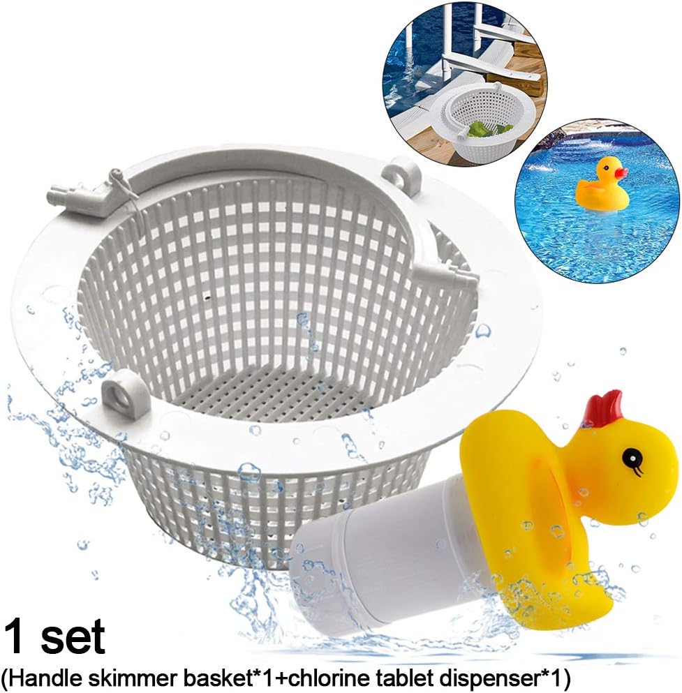 Gcroet Pool Skimmer Basket With Handle and Chlorine Floater Dispenser