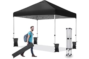 Nianles 10x10 Pop Up Canopy Tent, Durable Ez Up Outdoor Canopy Instant Shade, Adjustable Waterproof Commercial Tent with Roller Bag, 8 Stakes, 4 Sand Bags and 4 Ropes