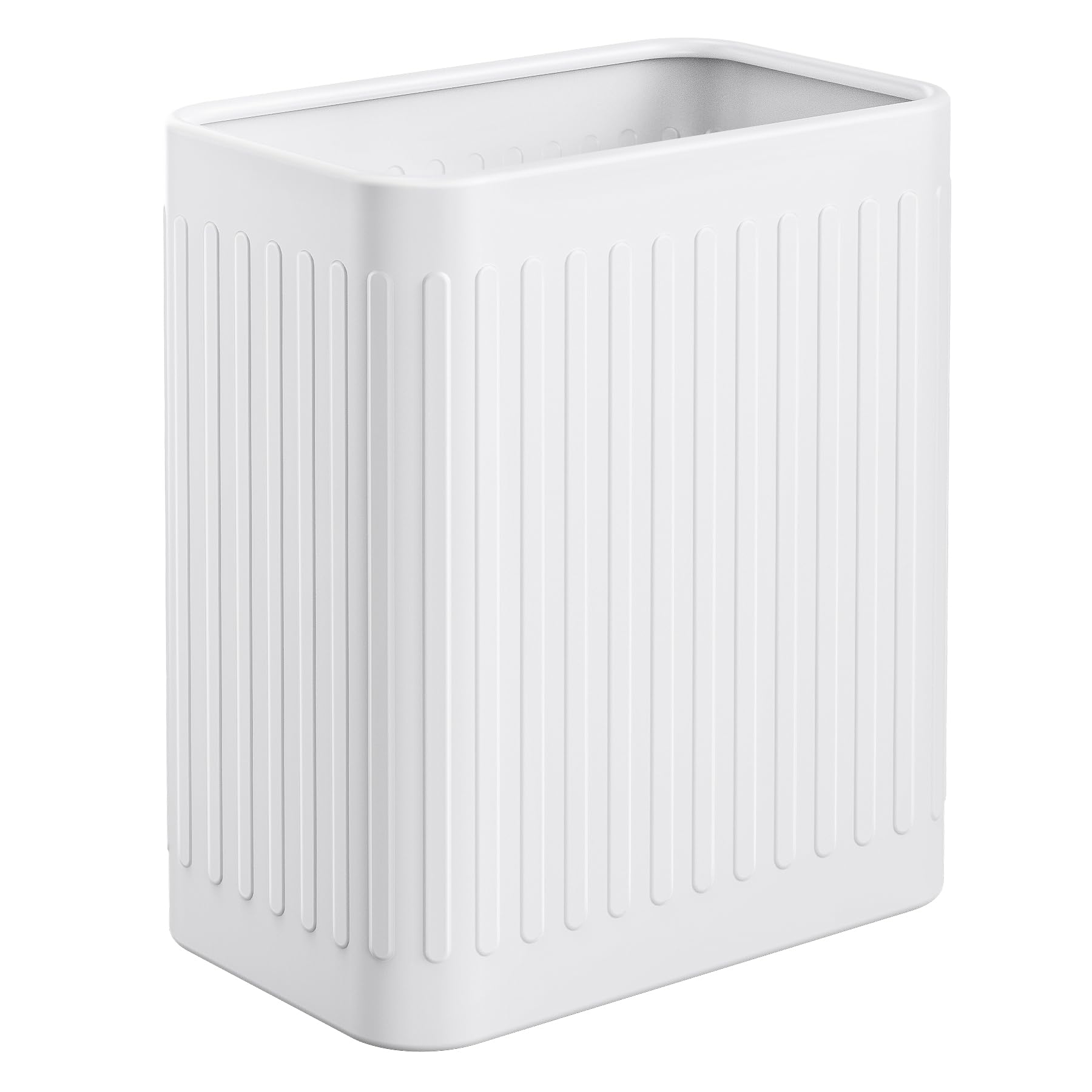 Photo 1 of TrashAid Small Bathroom Trash Can, 2.1 Gallon Bathroom Garbage Can, Stainless Steel Waste Basket for Office, Under Desk, Bedroom, Rv, White