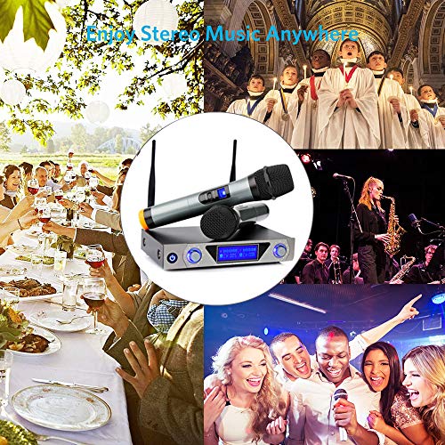 Wireless Microphone,ARCHEER UHF Bluetooth Dual Channel Handheld