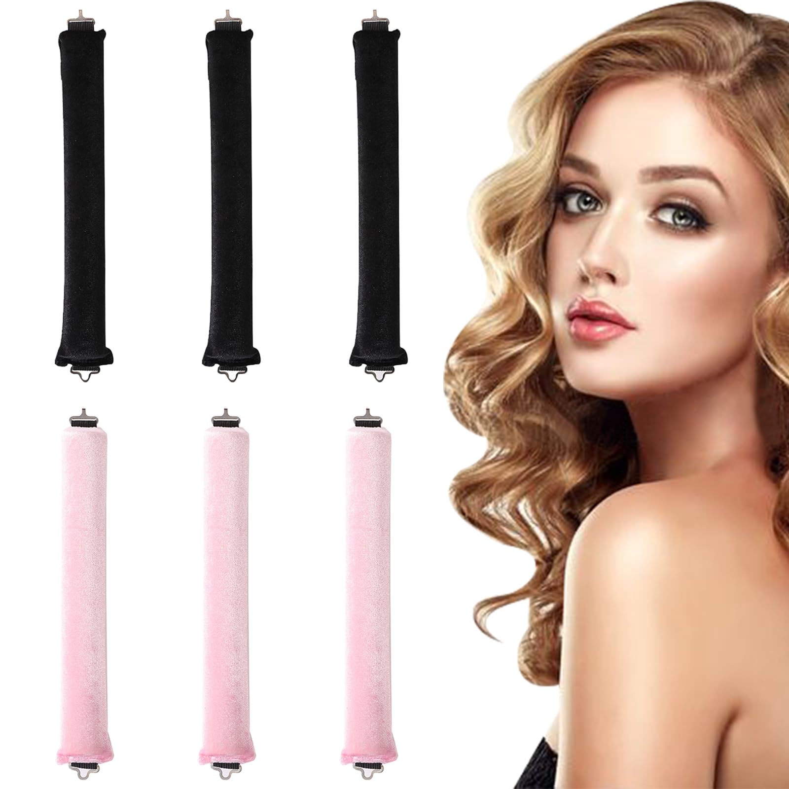 Acpetdr 2pcs Heatless Blowout Hair Curlers for Long Hair,Jumbo Flexi Rods Soft Overnight Hair Rollers