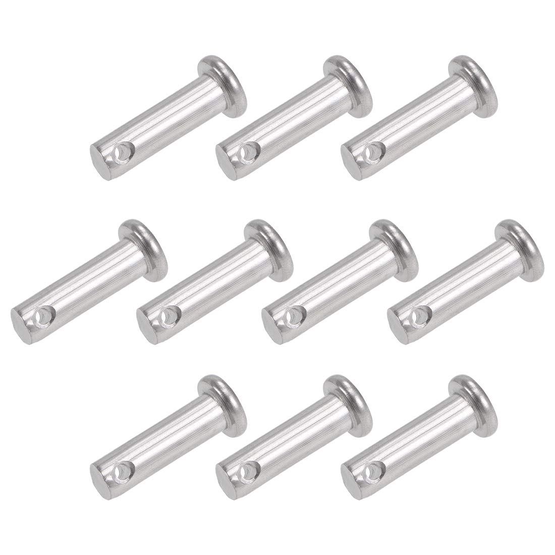 sourcing map Single Hole Clevis Pins - 6mm X 20mm Flat Head 304 Stainless Steel Link Hinge Pin 10Pcs