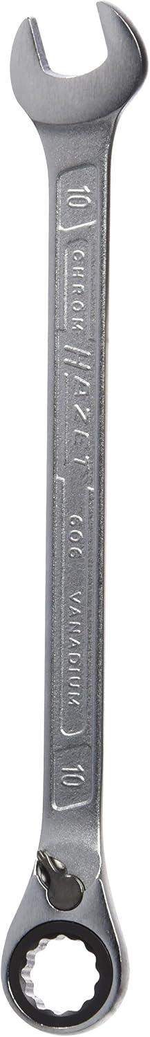 Chiave ad anello a cricchetto HAZET 606-10, uscita: doppio esagono esterno, larghezza tra i piani: 10 mm
