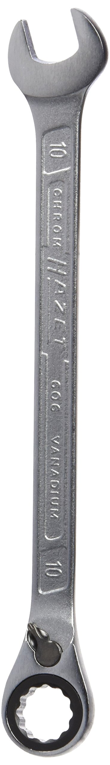 Chiave ad anello a cricchetto HAZET 606-10, uscita: doppio esagono esterno, larghezza tra i piani: 10 mm, angolo di lavoro (5 gradi), strumento per lavori di avvitamento stretti su biciclette