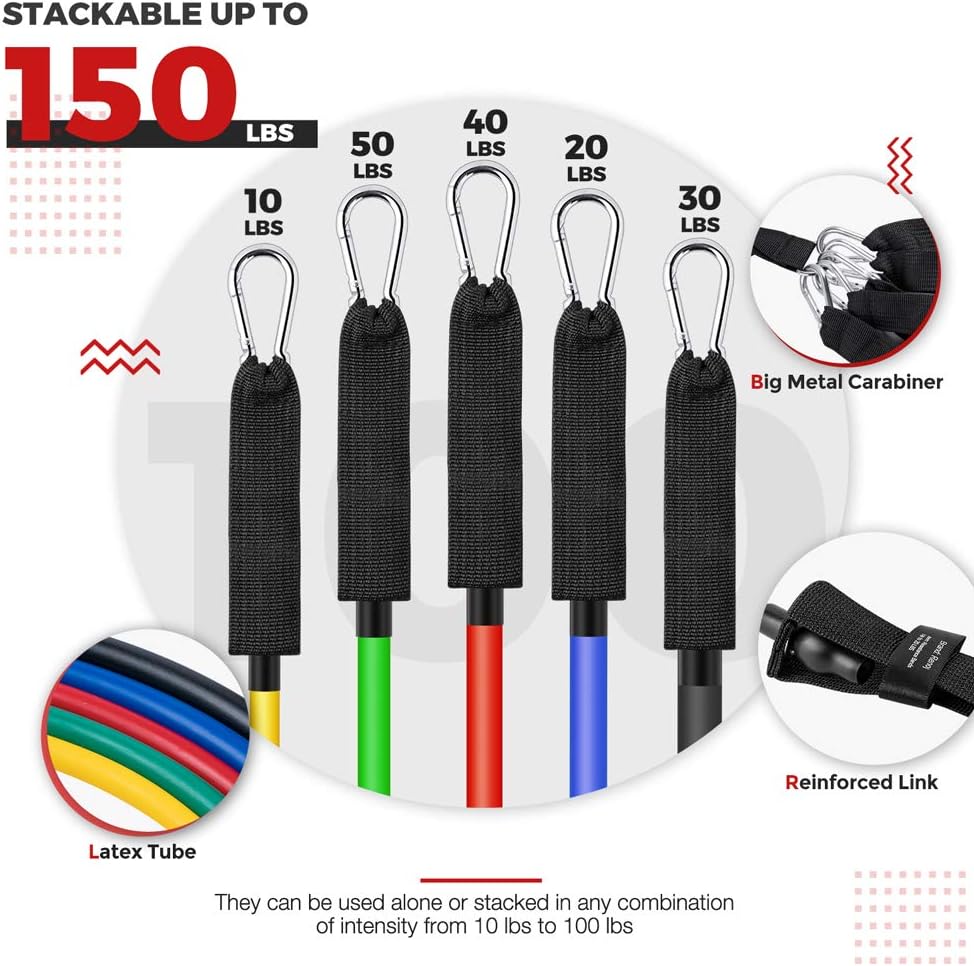 Renoj Resistances Bands, Exercise Bands Set for Exercise Band [11 Pack] (150LBS) : Sports & Outdoors