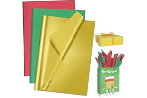 Larcenciel Christmas Wrapping Paper, Colored Christmas Tissue Paper for Gift Bags Packing, Vibrant Red Green Gold Xmas Gift T