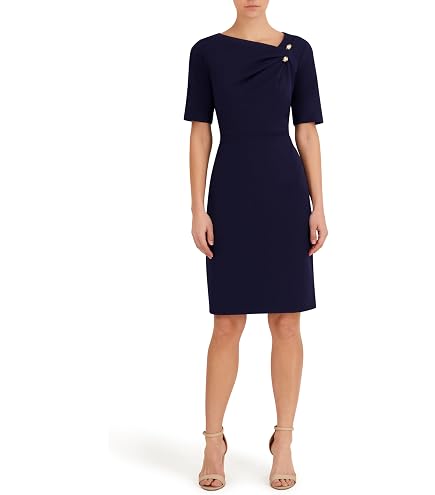 Anne Klein Petite Classic 3/4 Sleeve Wrap Dress Black at Amazon Women's Clothing store