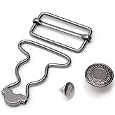 Enosea 4 Sets Overall Buckles, Metal Suspender Buckles Overall Clip Replacement with Buckle Slider and Buttons(1.25 inch)