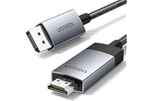 UGREEN 4K@60Hz Unidirectional Displayport to HDMI Cable, 2K@144Hz 1080P@240Hz DP 1.2 to HDMI 2.0 Cord Aluminum Braided Conver