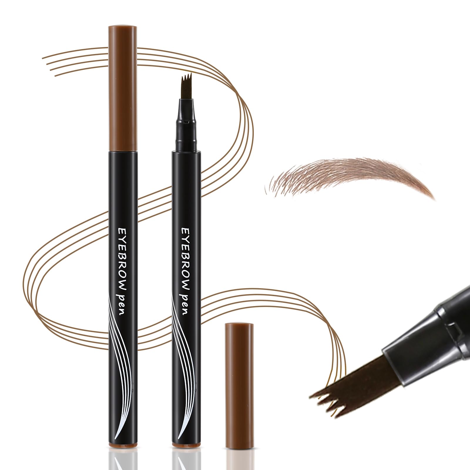 Boobeen Waterproof Eyebrow Pen - Micro Tip, Liquid Tip, Creates Natural 3D Eyebrows, Long Lasting