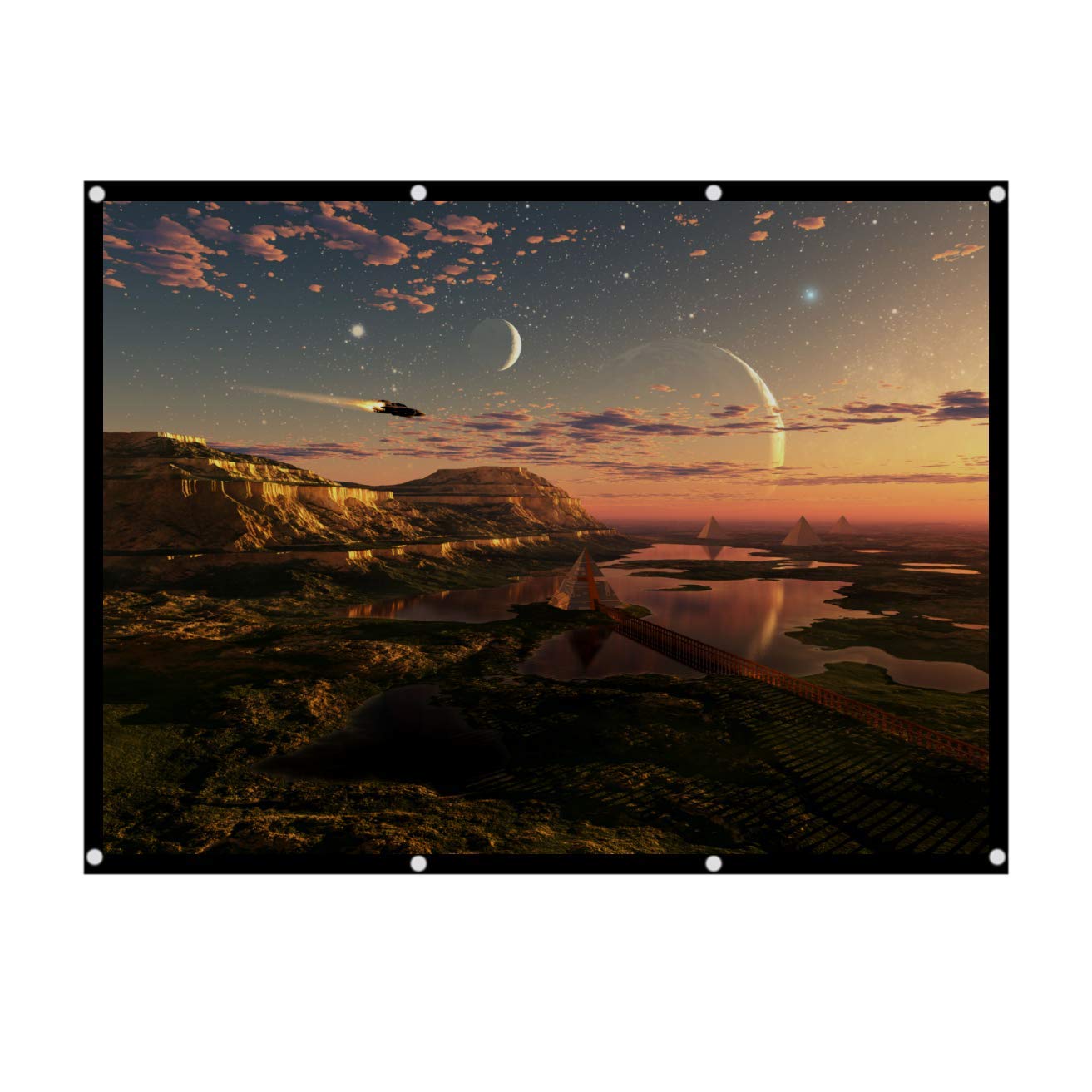Sutinna 60-100 Inch Portable Foldable Non-crease White Projection Screen, 4:3 HD, Front and Rear Projection, Polyester, Smooth