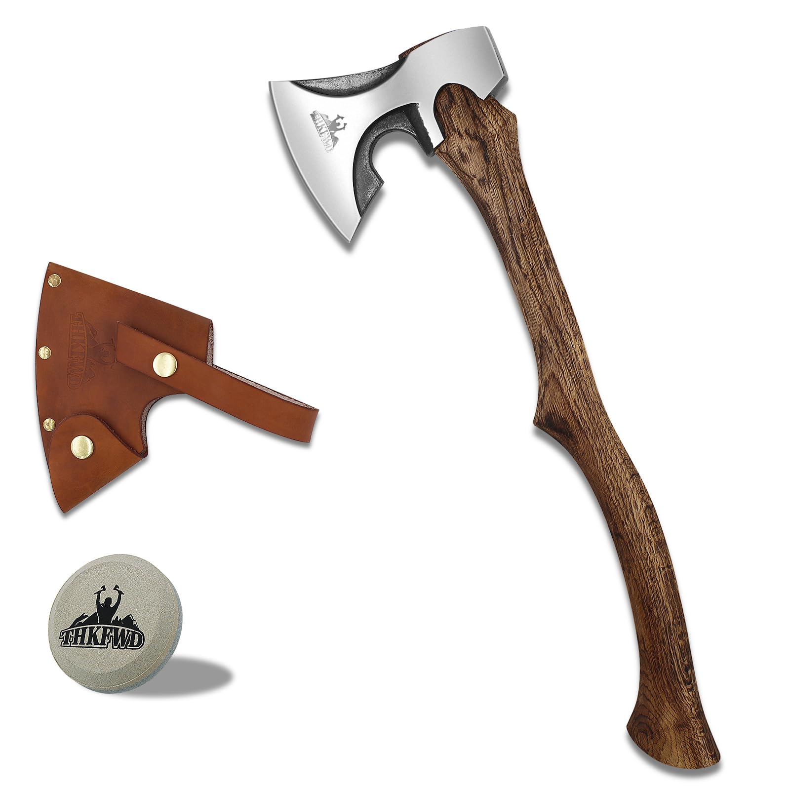 Photo 1 of - Axe and Sheath Only- Camping Hatchet -Chopping Axe with Leather Sheath, 22.3" Forged Carbon Steel Wood Splitting Axe for Chopping Camping Survival