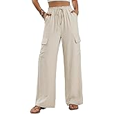 EVALESS Women Wide Leg Cargo Pants Summer Casual Drawstring Waist Lounge Trousers 2026 Beach Vacation Travel Clothes