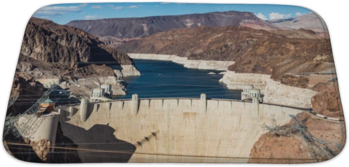 Gear New Bath Rug Mat No Slip Skid Microfiber Soft Plush Absorbent Memory Foam, Hoover Dam And Lake Mead Near Las Vegas, 34x21