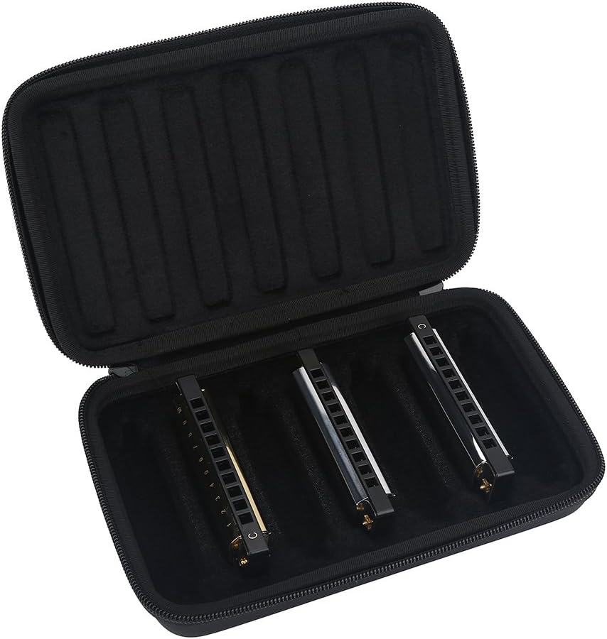 Dilwe Harmonica Case, PU Leather Harmonica Storage Case Zippered