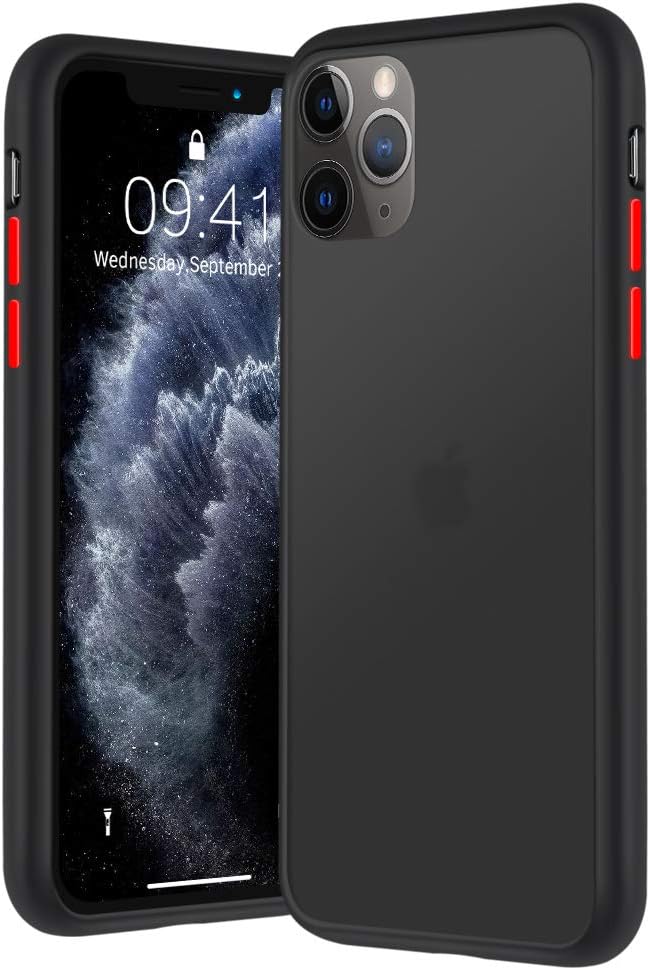 for iPhone 11 Pro Max Case, FGA Translucent Matte Shockproof Protective Slim Fit Anti-Fingerprint Hard Case Cover for iPhone 11 Pro Max 6.5 inch (Black)