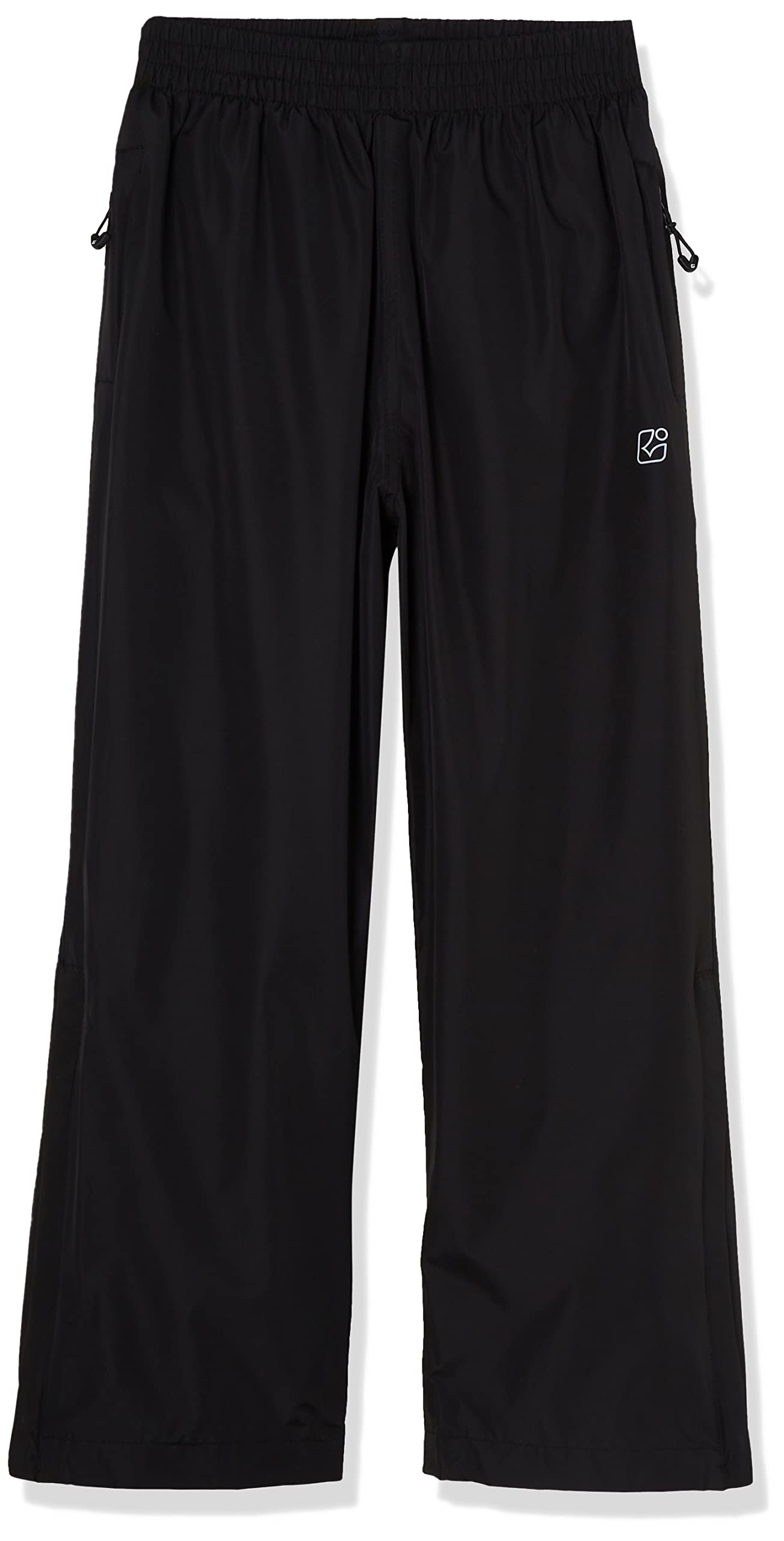 KILLTEC Kids Airiko Packable Rain Pants with Leg Zipper, Black, Size 140