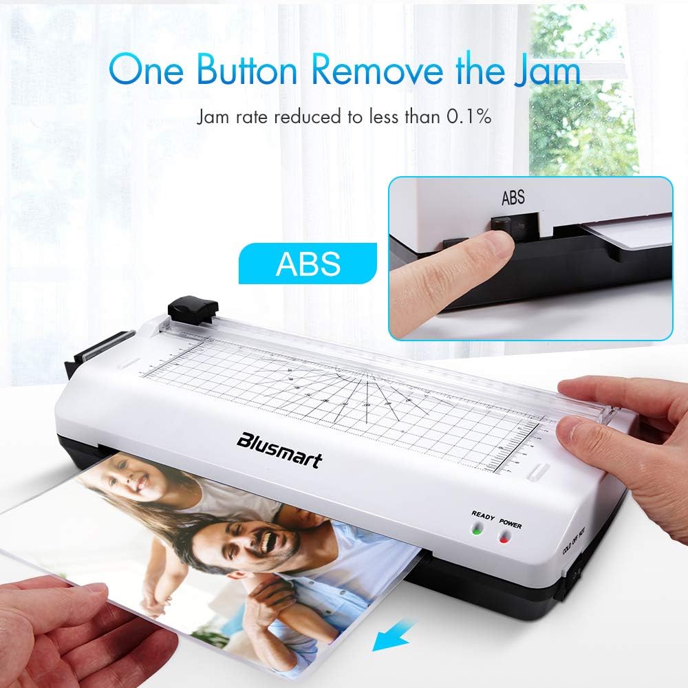 4 in 1 Blusmart OL288 Laminator, A4, Rotary Trimmer/Corner Rounder/10 Laminating Pouches, White : Office Products