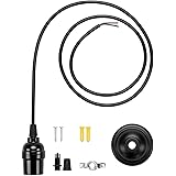 LpraerPendant Light Kit Cord E26 Edison Base Industrial Hanging Light Socket Lamp Holder with Adjustable Cord Hanging Light Kit for Room/Bar/Kitchen