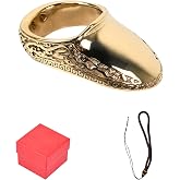 SPG Archery Thumb Ring - Thumb Draw Ring Brass Thumb Ring for Recurve Bow Finger Guard with Anti-Loss Lanyard Left &amp; Right Hand for Recurve Traditional Bow Shooting Accessories