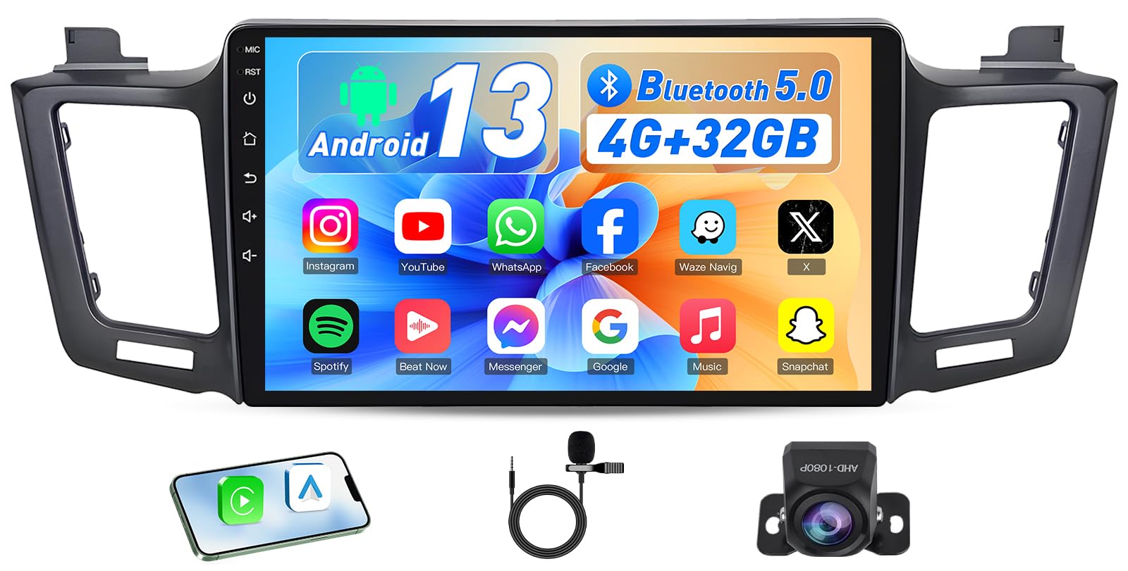 Photo 1 of [8 Core 4+32G] Car Radio Stereo for Toyota RAV4 2013-2018: Upgrade 5G WiFi [1280 * 800 HD] 10.1 Inch Touch Screen Head Unit Replacement with Backup Camera Wireless Carplay GPS FM SWC Bluetooth 5.0