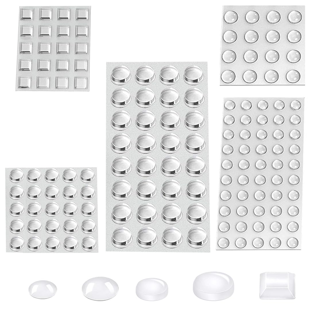 Uni-Fine 5 Sizes Clear Rubber Feet Soft Door Stopper Self-Adhesive Elastic Adhesive Bumper Pads Non-Slip Clear Bumpers Noise Dampening Pads for Furniture, Cupboards, Notebooks, 143 Pcs