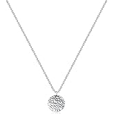 Befettly Moon Pendant Necklace - 14K Gold Fill Dainty Hammered Moon Phase Choker