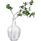 PINIWON Large Clear Glass Vase, 11.2'' H x 7.1'' W, Bubble Flower Vase for Pampas Grass, Stout Jug Vase for Table Centerpieces Home Indoor Decor - 1 Piece