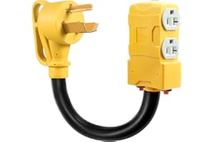 WYM WORLD 30 Amp to 20 Amp 110V RV Distribution Adapter,NEMA 10-30P to NEMA 4X 5-20R/ 5-15R RV 3Prong to Mutiple Household Outlet w/ 20Amp Circuit Breaker RV Generator Distribution Cord 1FT