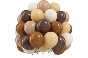 PAEYEQ Brown Balloons, 50 PCS 12 Inch Double Stuffed Dark Brown Coffee Tan Latex Helium Party Balloons Sand White Nude Boho Neutral Balloon for Bear Birthday Baby Shower Wedding Thanksgiving Party Decoration