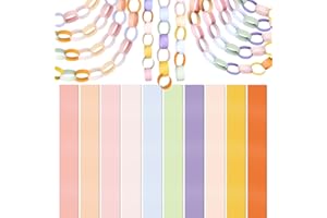 CHRORINE 600Pcs Colorful Paper Chains Strips for Birthday Party Decorations DIY Crafts Supplies (Fresh Color, 1 x 7.08 inches)