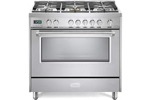 Verona Designer Series VDFSGE365SS 5.0 Cu. Ft 36 inch Dual Fuel Range Oven 2 Convection Fans 5 Sealed Brass Burners Stainless Steel