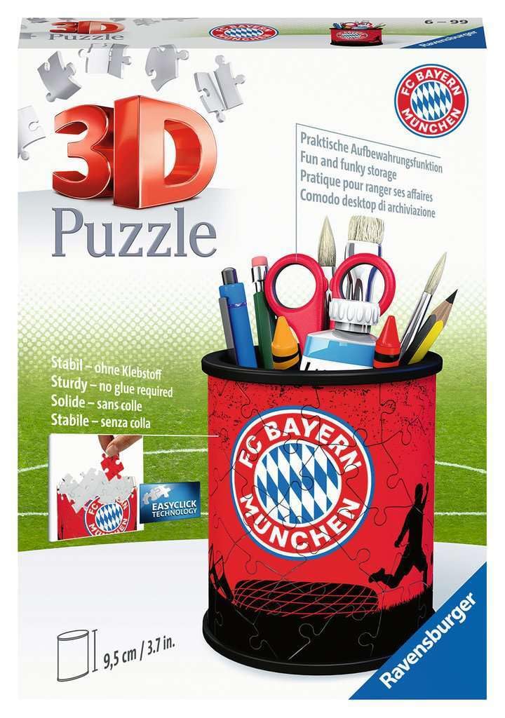 Ravensburger 3D Puzzle 11215 - Utensilo FC Bayern - 54 Pieces - Pen Holder for FC Bayern Munich Fans from 6 Years, Desk Organiser for Children